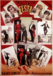 Affisch som presenterar illusionisten Doctor Festas magiska show, början av 1900-talet (tryck)