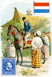 Brevbärare levererar ett brev i Nederländska Ostindien, sent 1800-tal