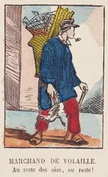 Fjäderfähandlare. Till resten av gässen, till resten! , omkring 1819 (tryck)