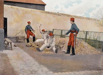 Fångar i Biribi (fångar som bryter småsten) - i "" Military Album" - afrikanska jägare