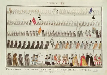 Procession av en grupp kvinnor från La Rochelle, 1711