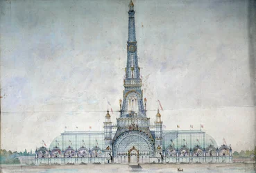 Projet vägrar att modifiera Eiffeltornet för utställningen 1889 av Gustave Raulin