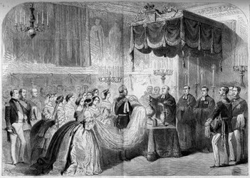 Protestantisk rit: dop av prins Frederic Guillaume Victor Albert av Preussen (som blev Vilhelm II, kung av Preussen och kejsare av Tyskland