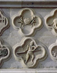 Quatrefoils föreställande Kräftan och Juni, c.1220