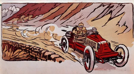 Racing mellan Paris och Wien: en Renault-bil satte hastighetsrekord på 15 timmar, 46 minuter och 41 sekunder för en sträcka på 1419 kilometer