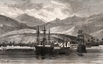 Rade de Taiti - Tahiti - gravyr i "La France illustrée: geografi, historia, statistisk administration" av V.A. Malt-Brown. 1884