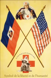 Röda Korset-affisch "Symboler för frihet och mänsklighet - Röda Korset, alla nationers moder", odaterad, mellan 1914-1918.