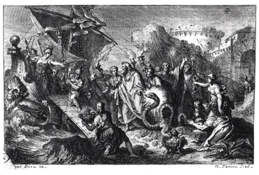 Asklepios reinkarnation som en orm vid tiden för hans kults ankomst till Rom från Grekland år 293 f.Kr.
