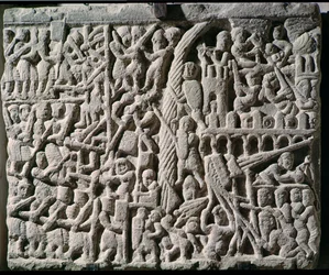 Relief som skildrar belägringen av Carcassonne av Simon de Montfort (ca 1160-1218) 1209
