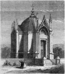 Religiös arkitektur: yttre vy av kapellet Saint Louis (1842), Kartago, Tunisien