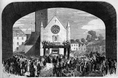Religiös arkitektur: utsikt över kyrkan Saint Anne d