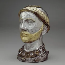 Relikviebyst av Saint Yrieix, ca 1220-40 (förgyllt silver med bergskristall, ädelstenar och glas)