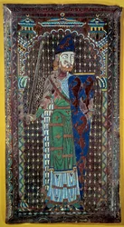 Representation av Geoffroi V (Geoffroy) Le Bel Plantagenet (greve av Maine och Anjou, hertig av Normandie) (1113-1151) Gravplakett i e-post. 1151. Tessemuseet. Le Mans