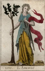 Representation av vänskap. Från "Mythology of Youth" av Pierre Blanchard 1803.