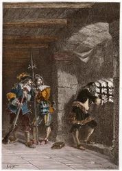 Representation av järnmasken (död 1703) fängslad på ön Sainte Marguerite