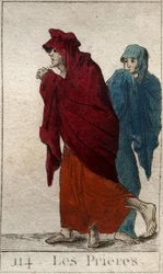 Representation av Bönerna (eller Lites), Jupiters döttrar, i form av gamla, halta och ödmjuka kvinnor. (Representation of Litae (Prayers), som gamla, lama och ödmjuka kvinnor. Ur "Mythology of Youth" av Pierre Blanchard 1803.
