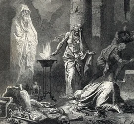 Skildring av häxan i Endor (eller sierskan i Endor), en kanaaneisk by som nämns i Första Samuelsboken (Bibeln), som har en talisman med vilken hon på begäran av Saul, Israels kung, kallar fram den nyligen avlidne profeten Samuels vålnad