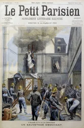 Räddning under en brand av brandmän: en rörlig räddning - i "Le petit Parisien""