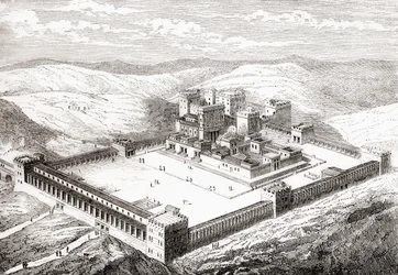 Återuppbyggt andra tempel som ersatte Salomos tempel, Jerusalem, från Les Merveilles de la Science, pub.1870