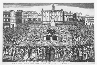 Robert-François Damiens avrättad på Place de Grève, Paris, 28 mars 1757