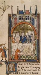 Royal 14 E. III, f.89, King Arthur