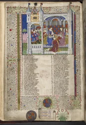 Royal 15 E. VI, f.2v Margaret of Anjou, sittande med sin man kung Henry VI, illustration från 