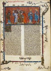 Royal 16 G. VI, f.3 Faramunds kröning, illustration ur 