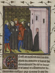 Royal 20 C. VII, f.42v Arrest of the Templars, illustration från 