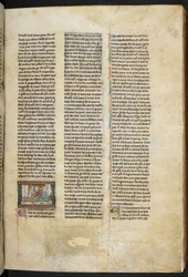 Kunglig MS 14 E. III, f.58r, illustration från "Estoire del Saint Graal, La Queste del Saint Graal, Morte Artu", ca 1315-25 (pergament)