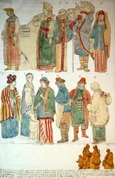 Ryska dräkter, ca 1792 (akvarell på papper)