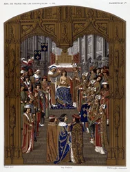 Kröningen av Karl VI (1380) - i ”Krönikörerna om Frankrikes historia från dess ursprung till 1500-talet” av Mme de Witt, Paris