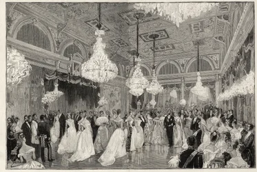 Sadi Carnot (1837-1894) Frankrikes president från 1887 till 1894 och hans hustru i Elysee-palatset - Sadi Carnot, Frankrikes president och hans fru - Presidentens högtider - den nya balsalen i Palais de L