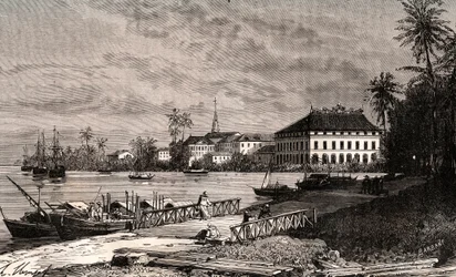 Saigon - Vietnam - Ho-Chi-Minh City (Ho Chi Minh City) - gravyr i "La France illustree: geografi, historia, statistisk administration" av V.-A. Malt-brunt. 1884
