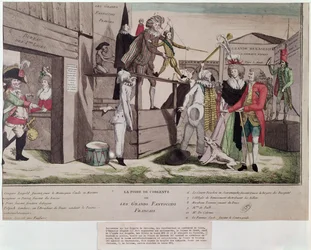 Satirisk serie om de franska emigranterna i Coblentz och deklarationen av Pillnitz, 1791