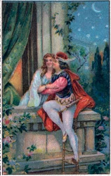 Scen ur Shakespeares "Romeo och Julia", akt 3, scen 5: de älskande på balkongen.