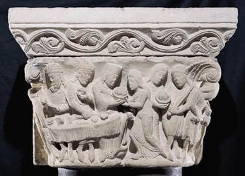 Scener från Johannes Döparens död, relief från en huvudstad
