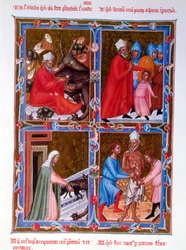 Scener från Saint Blaises liv, faksimil av ett 1400-talsmanuskript av Legendaire des Anjou-Hongrie, skola i Bologna
