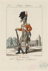 Skotska 92:a infanteriregementet, ca 1815 (färgad etsning)