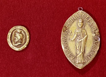 Sigill tillhörande kejsar Karl den Store (742-814) och drottning Isabelle av Hainaut (1170-c.1190)