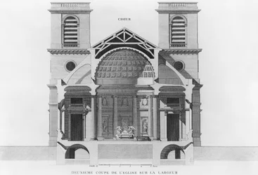 Andra tvärsnittet av kyrkan Saint-Philippe-du-Roule, Paris