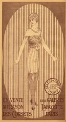 Välj JPB-korsett till salu i korsettavdelningen på Galeries Lafayette i Paris - 1914