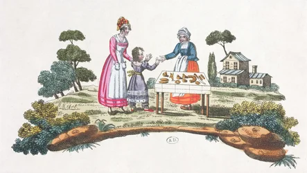 Säljare av Pain dEpices, design för en fläkt, c.1820-30