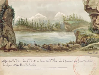 Scenografi för akt IV av operan William Tell av Gioacchino Rossini (1792-1868) framförd den 3 augusti 1829 på Parisoperan (wc på papper)