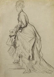 Visar en fotled, ca 1880 (krita på papper)