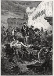 Siege de Metz (1552) - Francois de Guise och verken på Metz vallar - gravyr från "" Frankrikes historia berättad för mina barnbarn"" - av Francois Guizot - 1872-1876