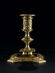Silverförgylld ljusstake med löstagbart munstycke, från toaletttjänsten Lennoxlove, ägd av Frances Teresa Stewart, hertiginna av Richmond och Lennox: French, Paris, av Pierre Masse, 1661 - 1662