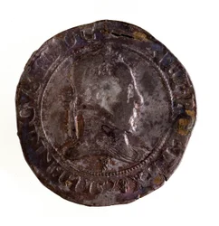 Fransk teston i silver, regeringstid för kung Henrik III av Frankrike (Henri III) (1574-1589) Diam. 3,5 cm Neapel, museo archeologico