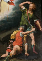 Soldater under uppståndelsen, detalj. Triptyk av Aubery