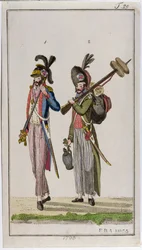 Soldater från den franska revolutionen som bar bajonetter 1793