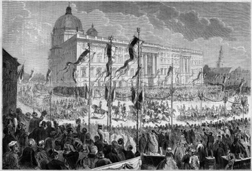 Högtidlig inresa av Vilhelm I (1797-1888), kung av Preussen, till Berlin den 22 oktober